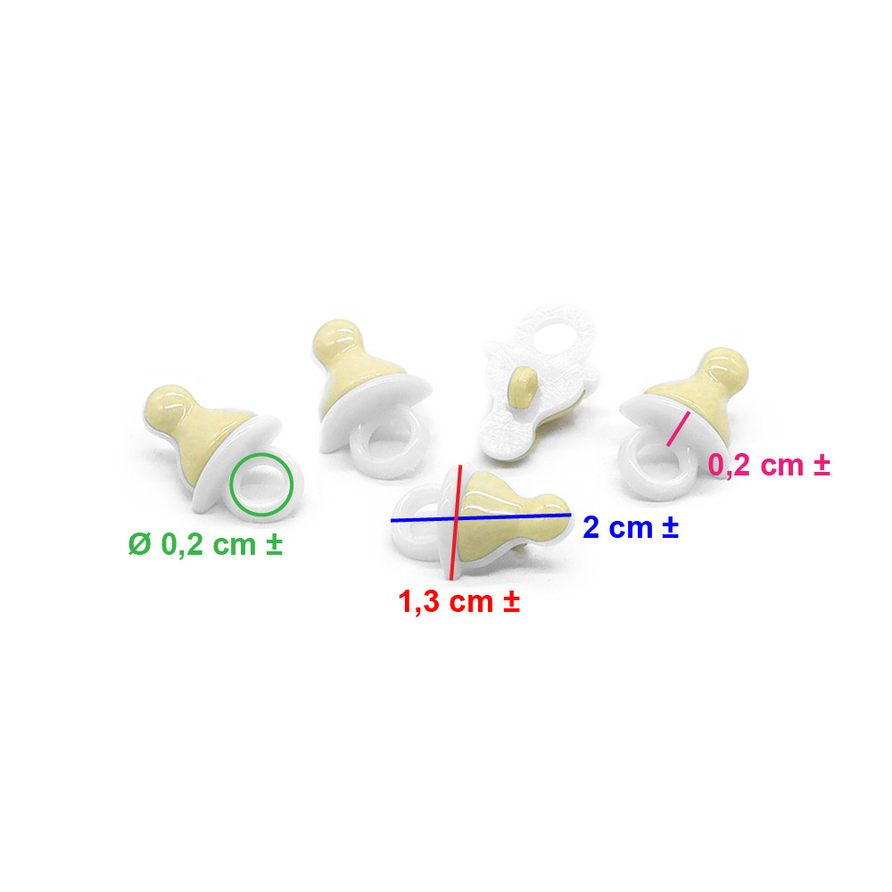 Bottoni Ciuccio Bianco Giallo 5pz