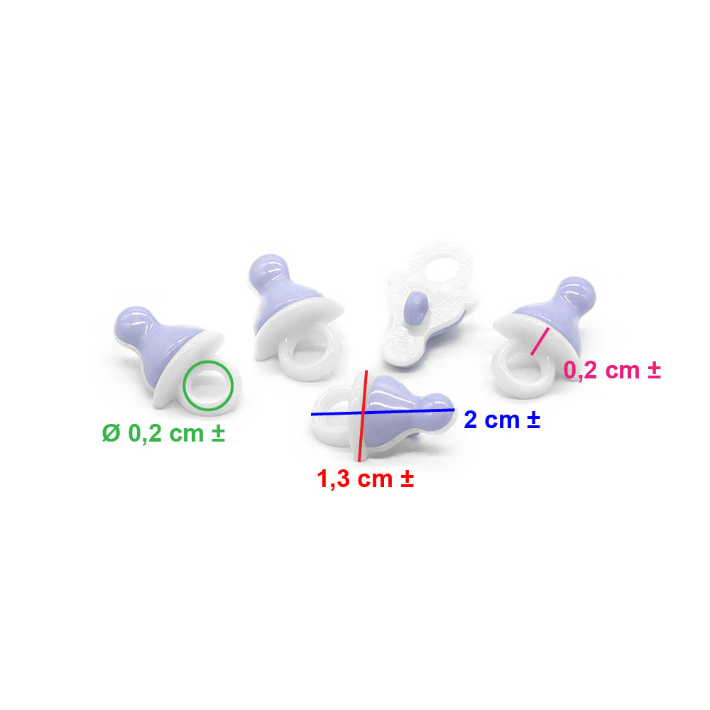 Bottoni Ciuccio Bianco Lilla 5pz