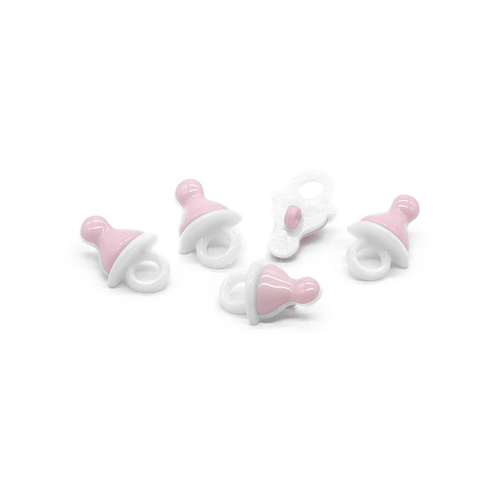 Bottoni Ciuccio Bianco Rosa 5pz