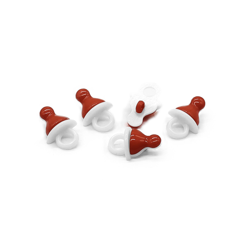 Dummy Buttons White Red 5pcs