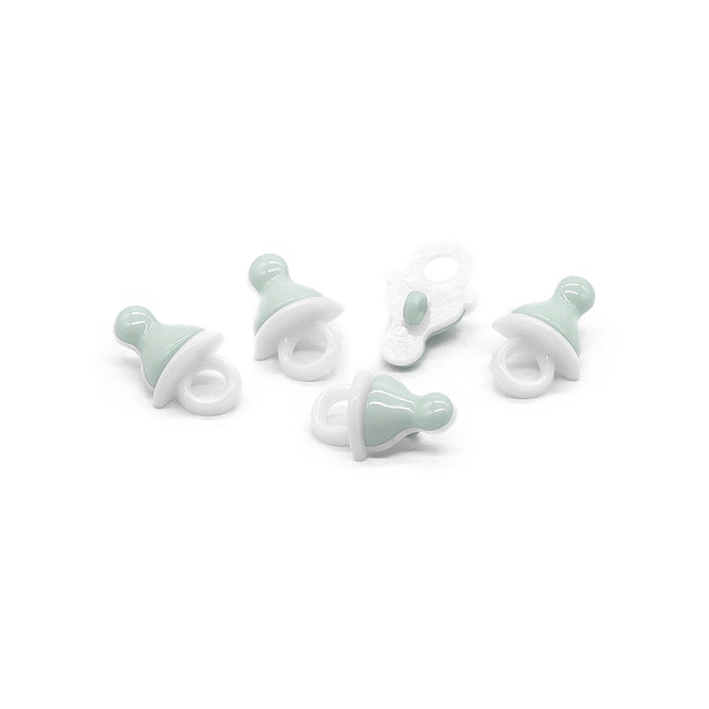 Dummy Buttons White Green 5pcs