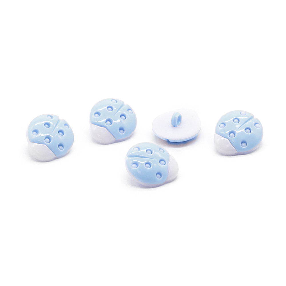 Ladybug Buttons White Blue Sky 5pcs
