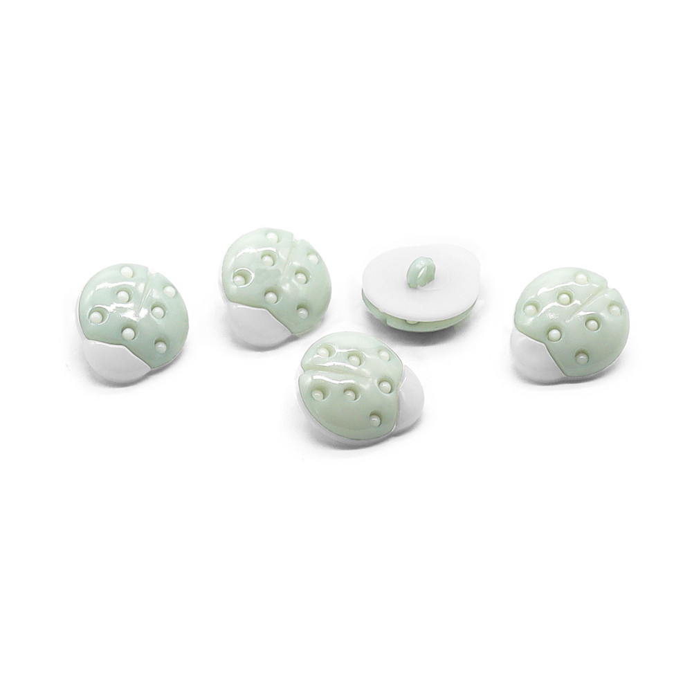 Bottoni Coccinella Bianco Verde 5pz