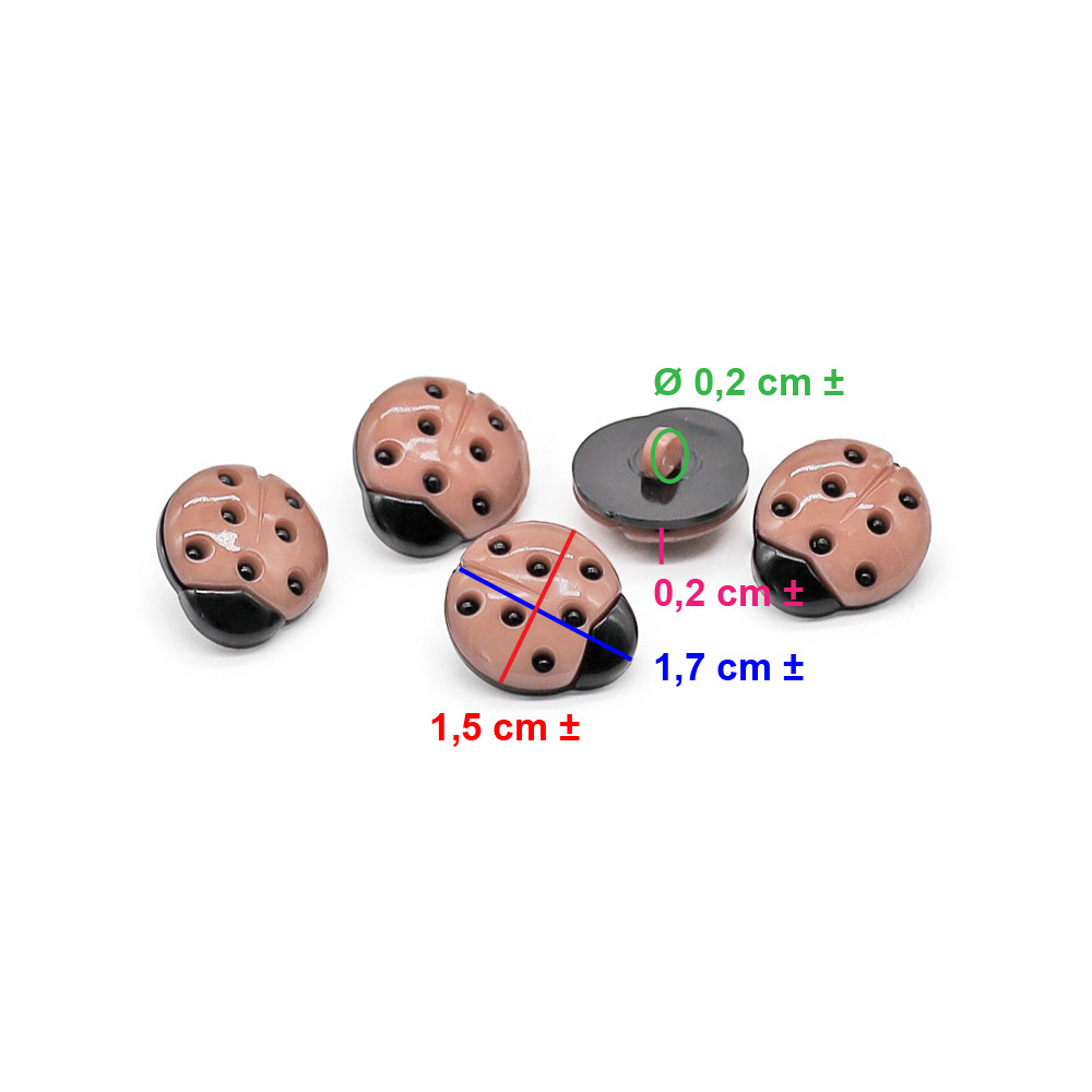 Bottoni Coccinella Nero Arancio 5pz
