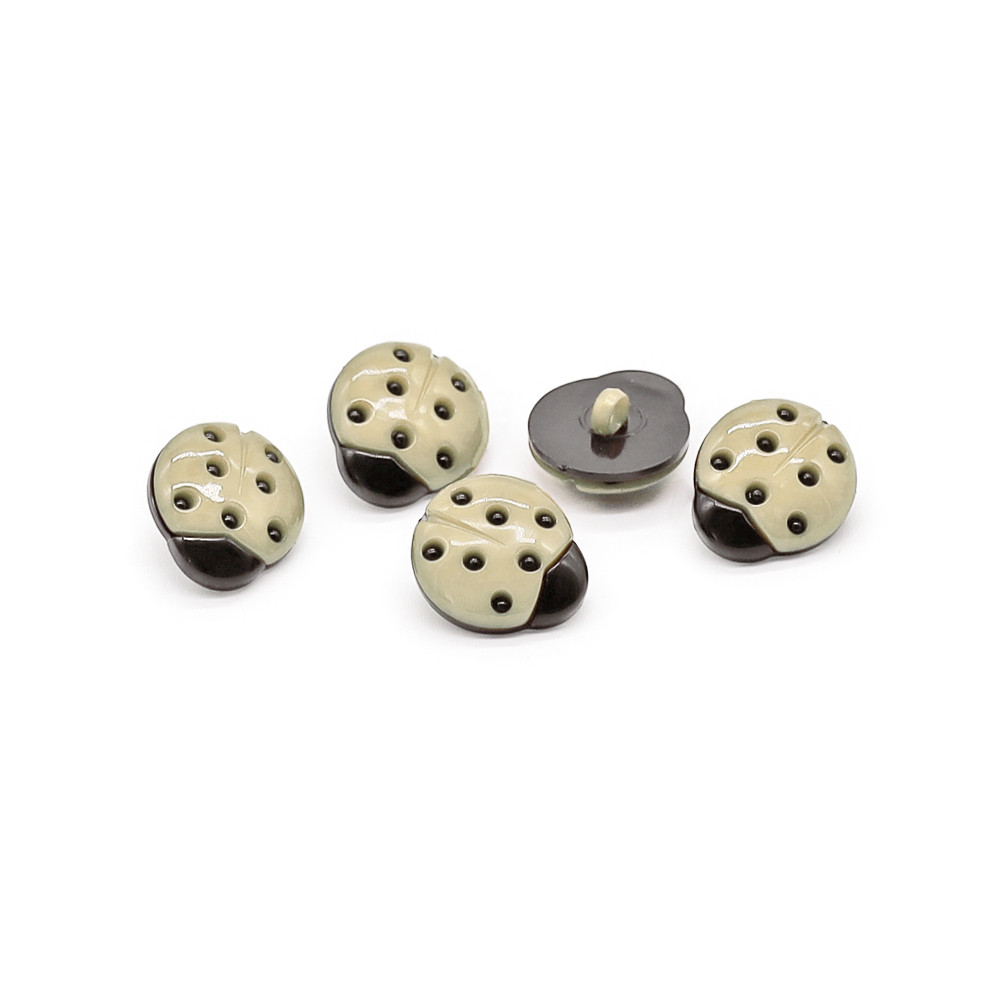 Bottoni Coccinella Nero Giallo 5pz