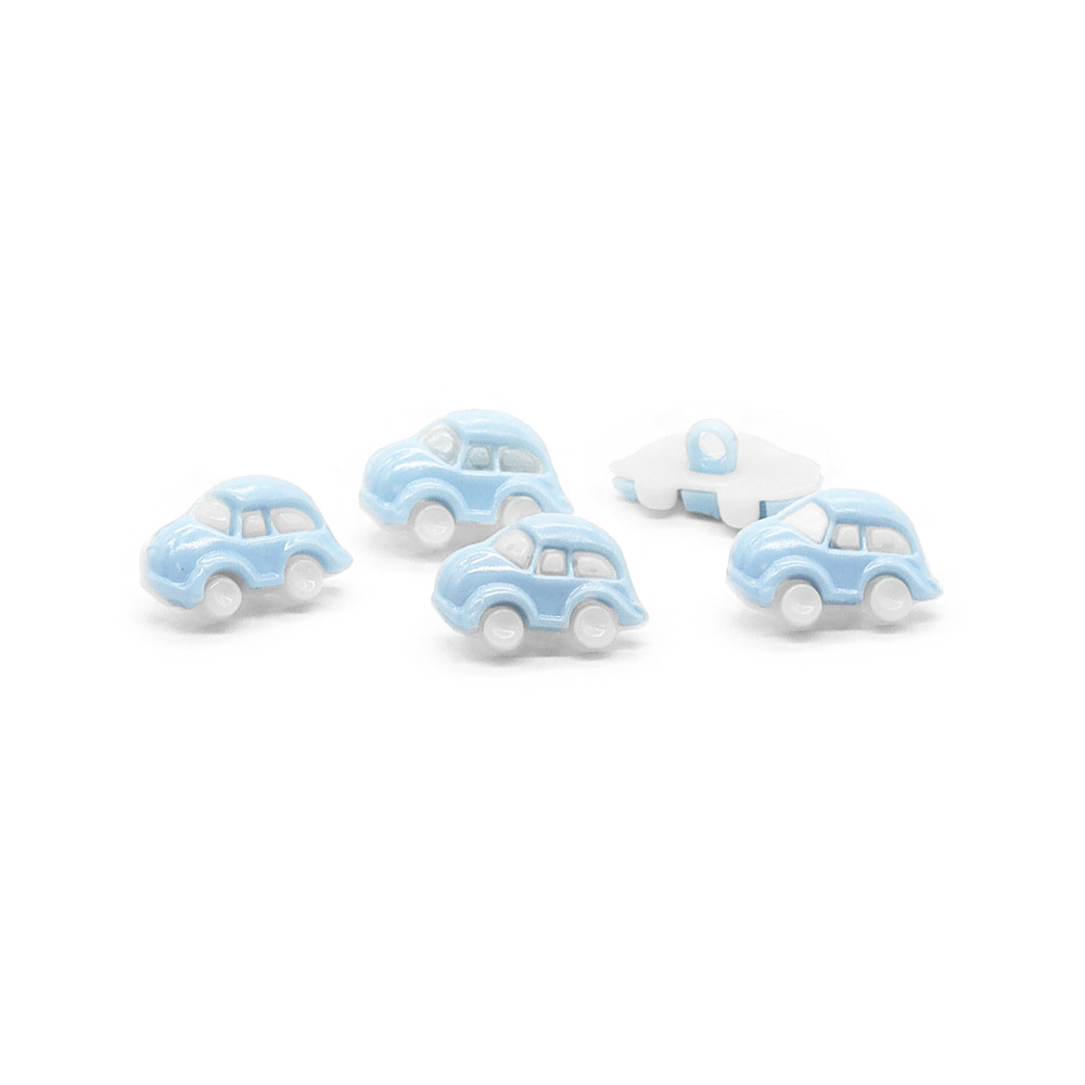 Bottone Macchinina Bianco Celeste 5pz