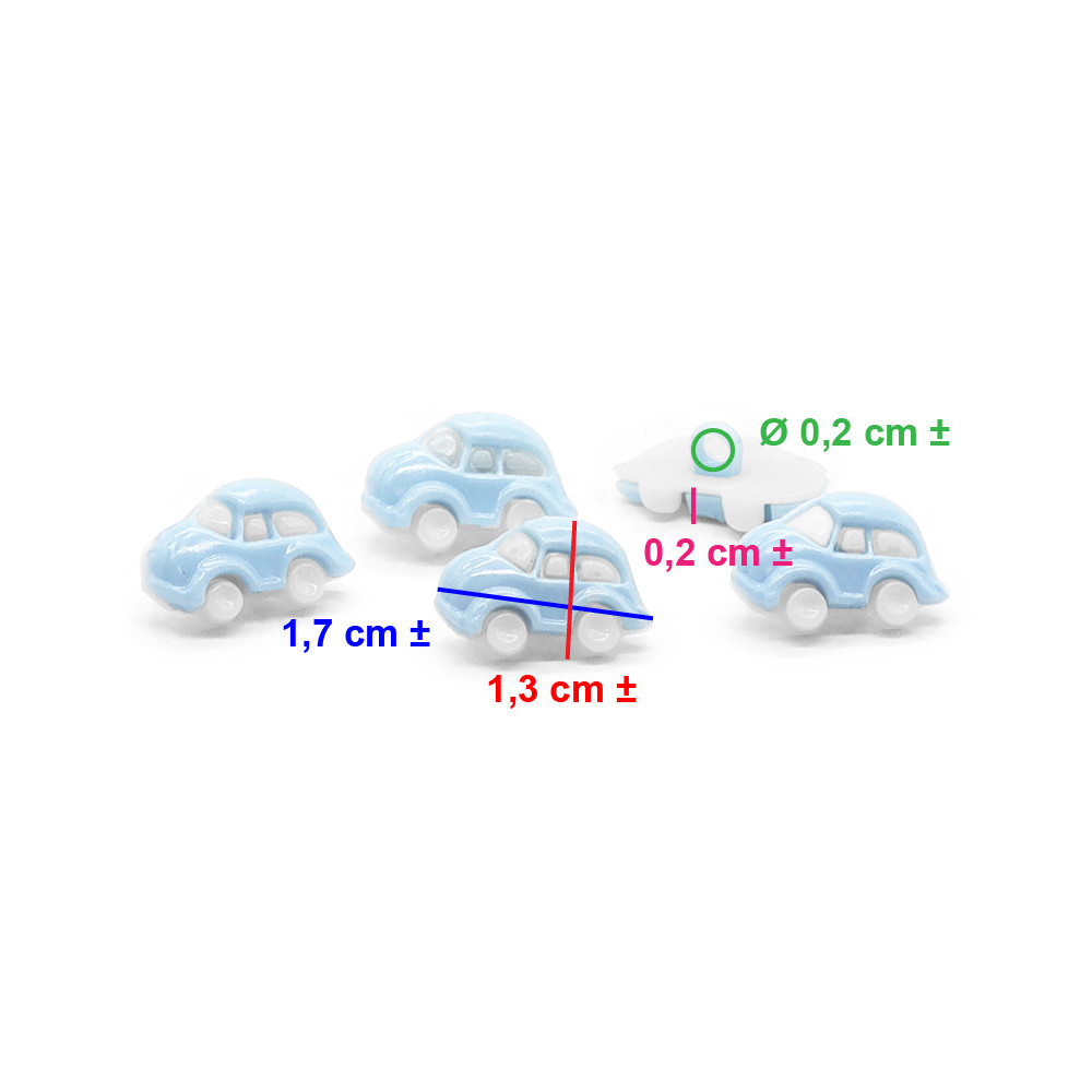 Bouton Voiturette Blanc Bleu ciel 5 pcs
