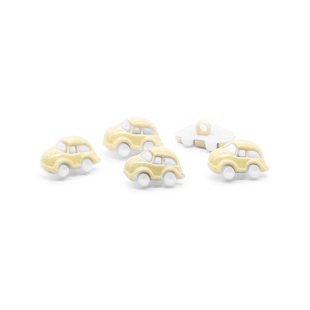 Bottone Macchinina Bianco Giallo 5pz