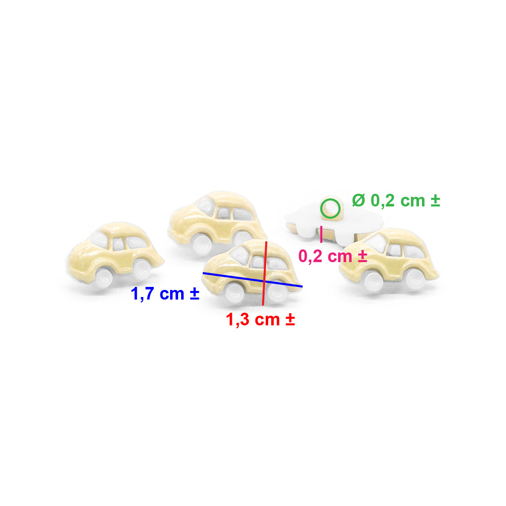 White and Yellow Car Button 5 pcs