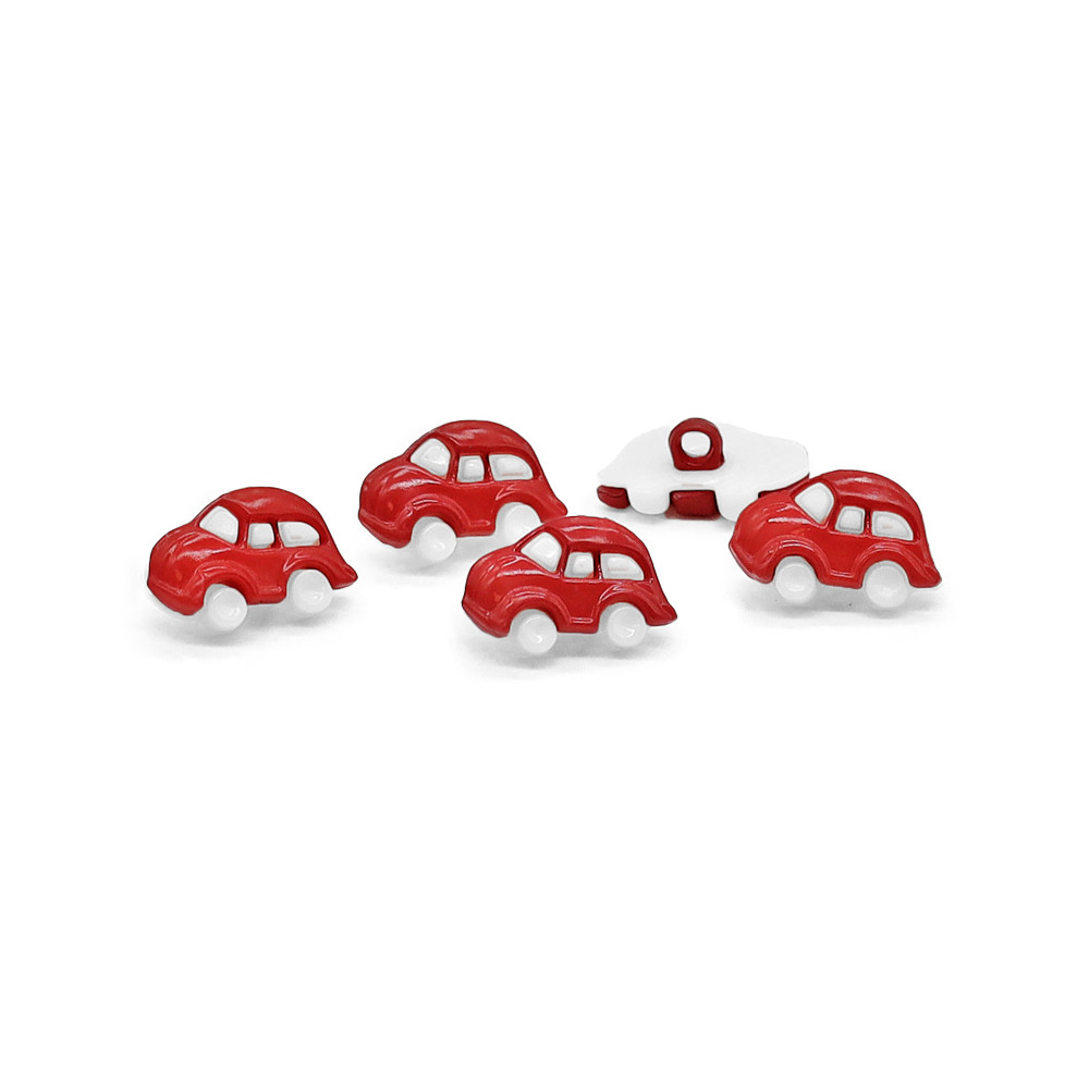 Bottone Macchinina Bianco Rosso 5pz