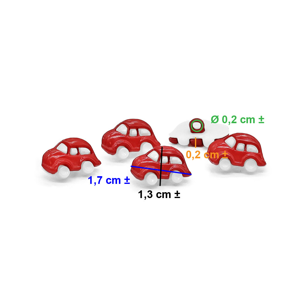 White and Red Car Button 5 pcs