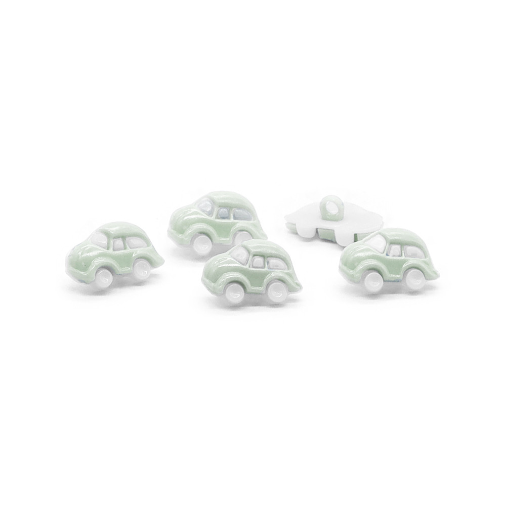 Bottone Macchinina Bianco Verde 5pz