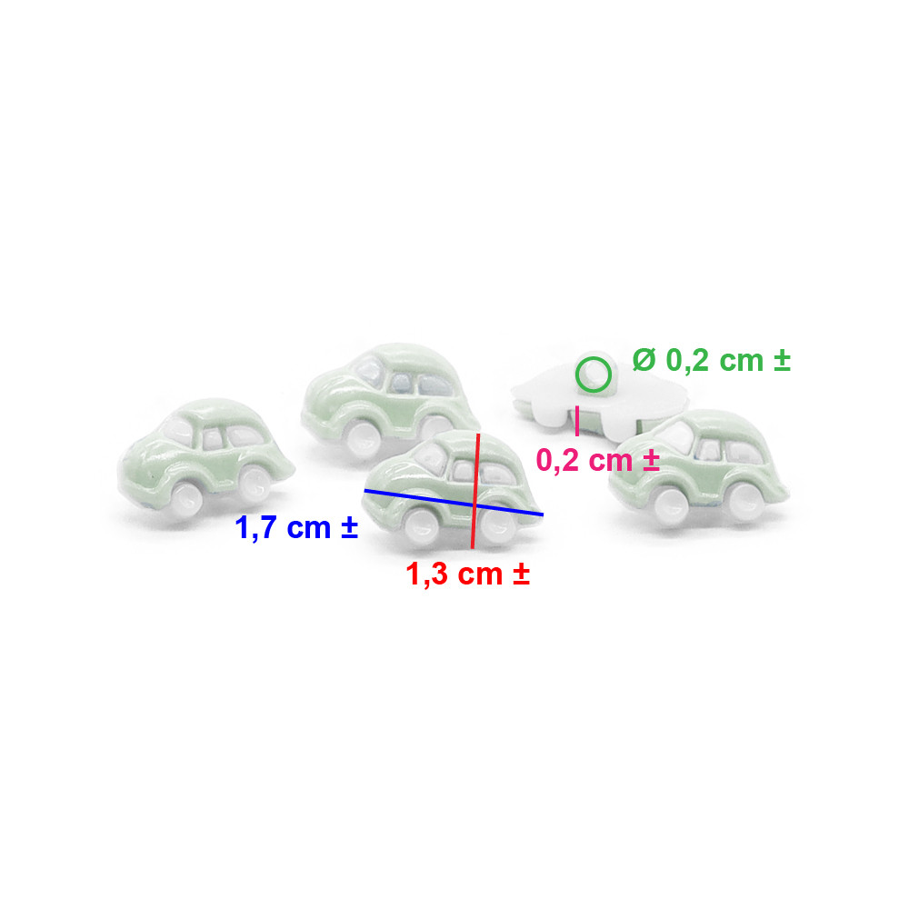 Bottone Macchinina Bianco Verde 5pz